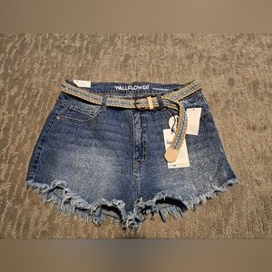 Wallflower Blue Jean Shorts with Braided Belt
